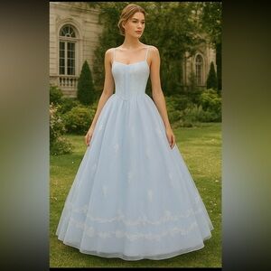 Y2K Fairycore Prom Dress with Floral Straps Full Maxi Skirt Princess - 12